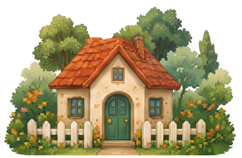 Cozy storybook town illustration