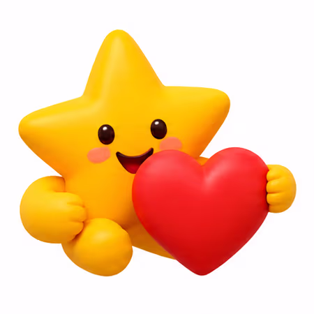 Cute star holding a heart